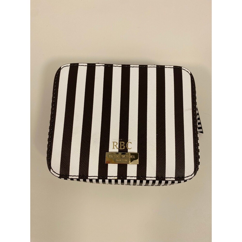 Henri Bendel Brown & White Stripe Jewelry Case – Monogram “RBC”